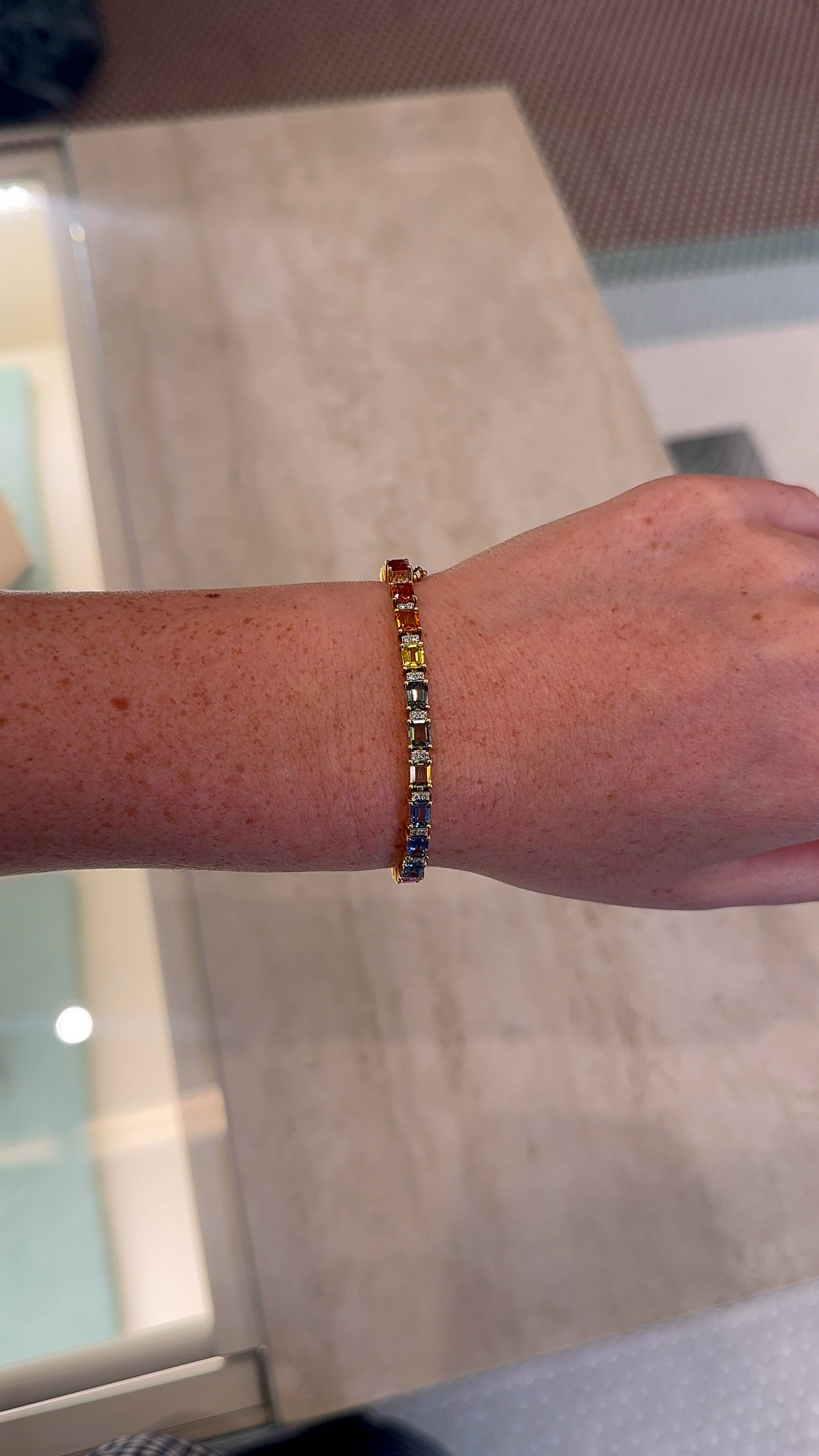 Rainbow Sapphire and Diamond Tennis Bracelet – Henri Noël