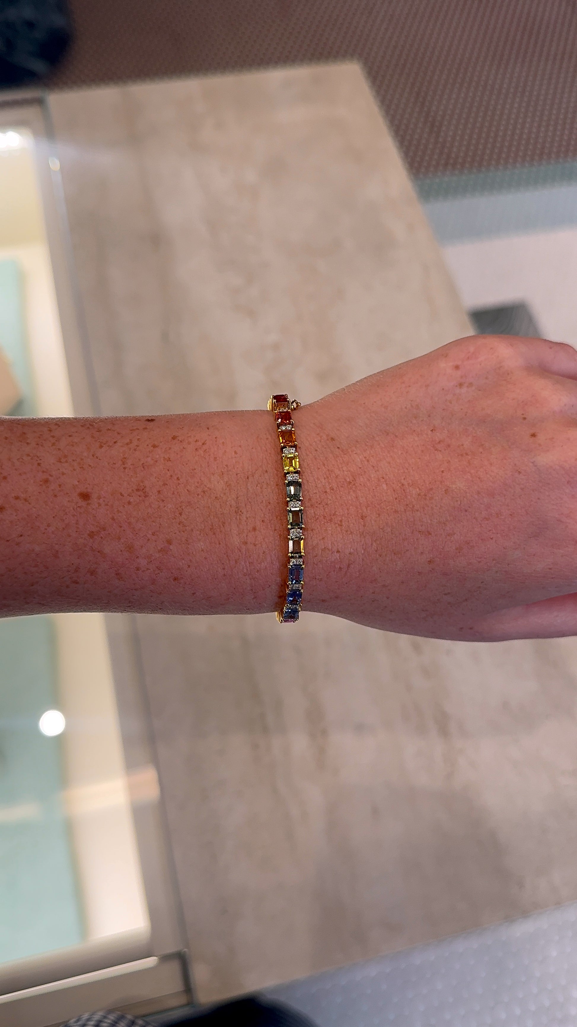 Rainbow Sapphire and Diamond Tennis Bracelet – Henri Noël