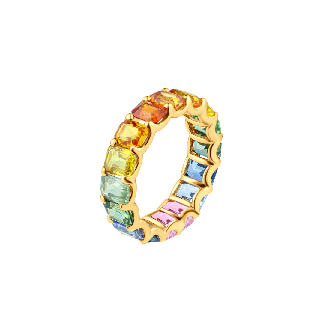 Rainbow Emerald Sapphire Eternity Ring – Henri Noël
