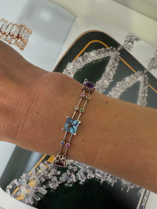 Rainbow Gemstone Spaced Tennis Bracelet – Henri Noël