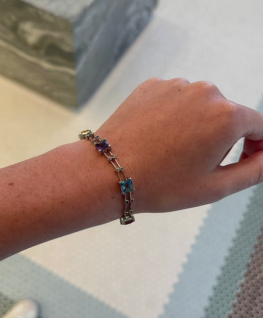 Rainbow Gemstone Spaced Tennis Bracelet – Henri Noël