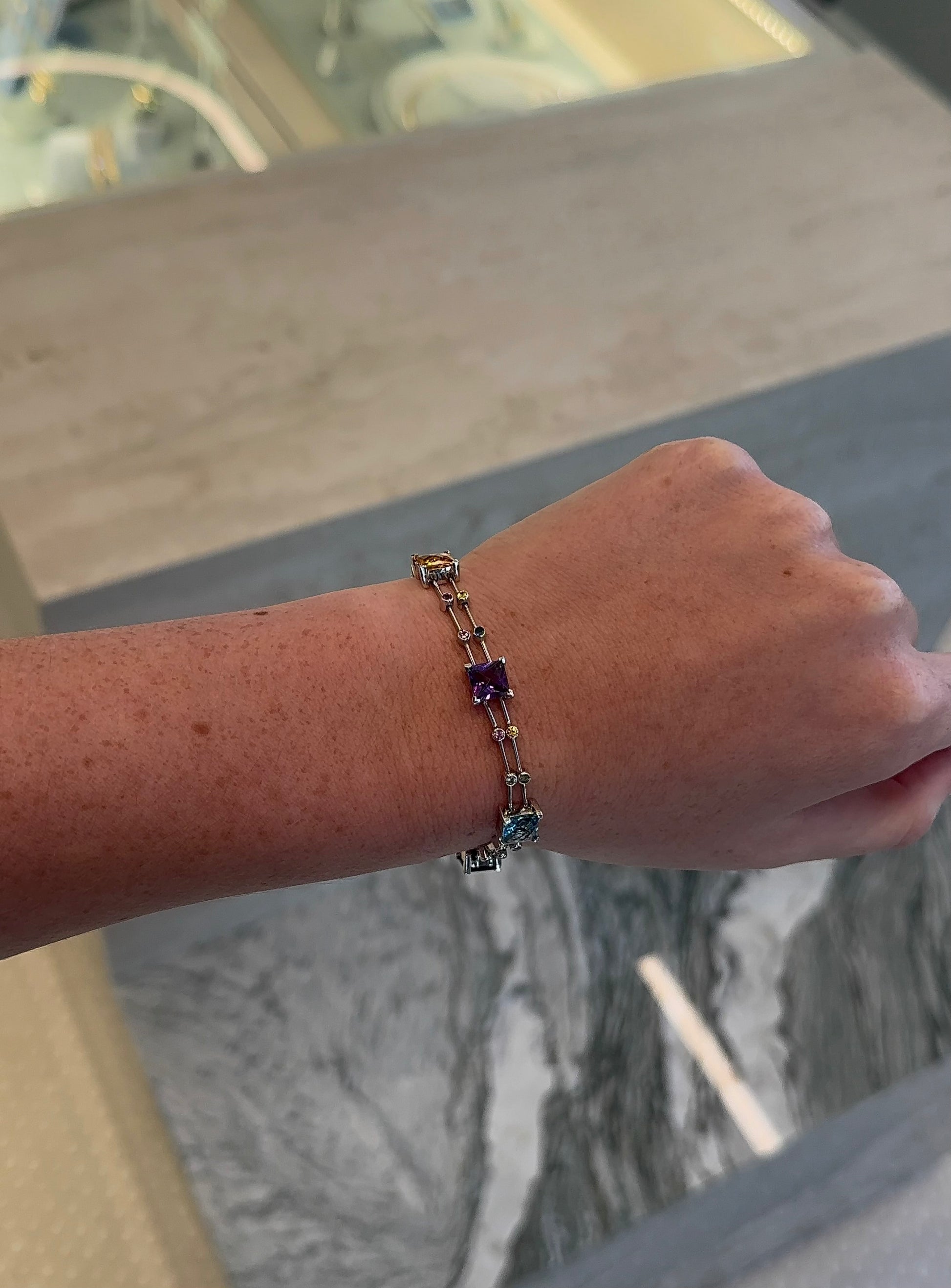 Rainbow Gemstone Spaced Tennis Bracelet – Henri Noël