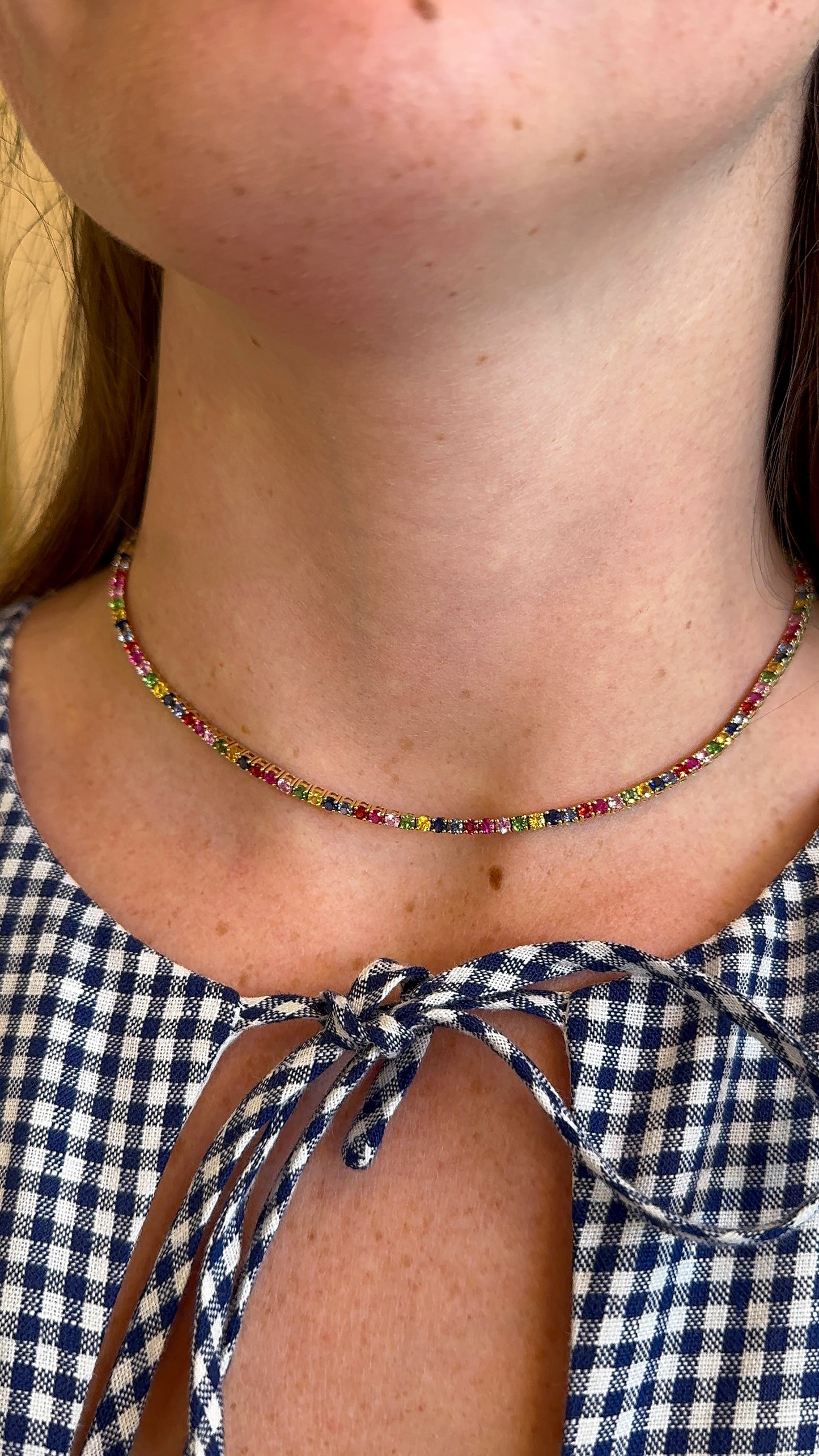 Rainbow Sapphire Eternity Tennis Necklace – Henri Noël