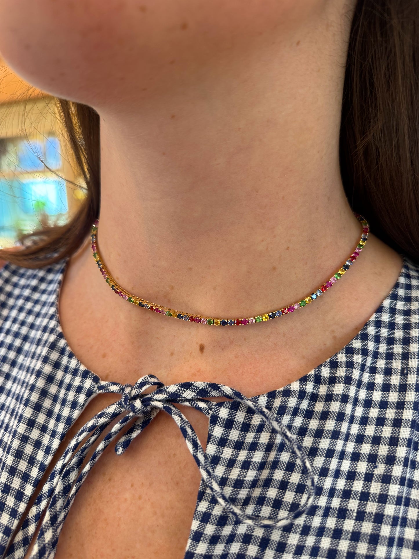 Rainbow Sapphire Eternity Tennis Necklace – Henri Noël