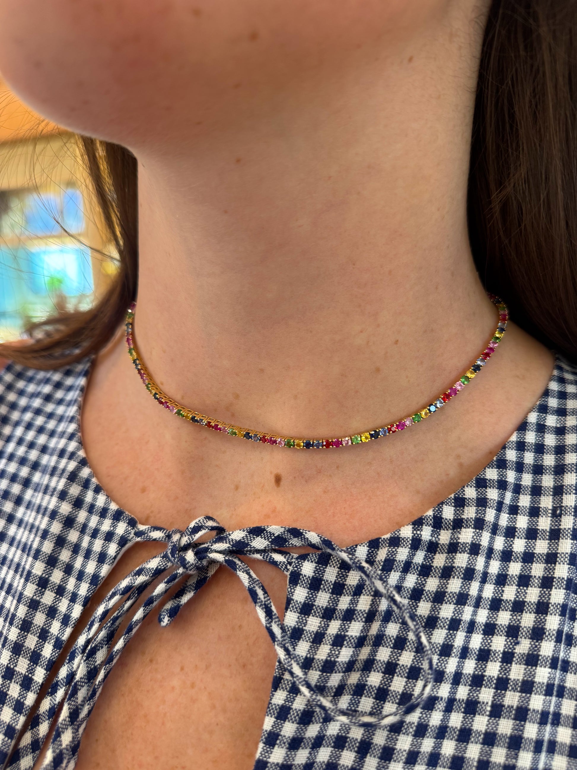 Rainbow Sapphire Eternity Tennis Necklace – Henri Noël