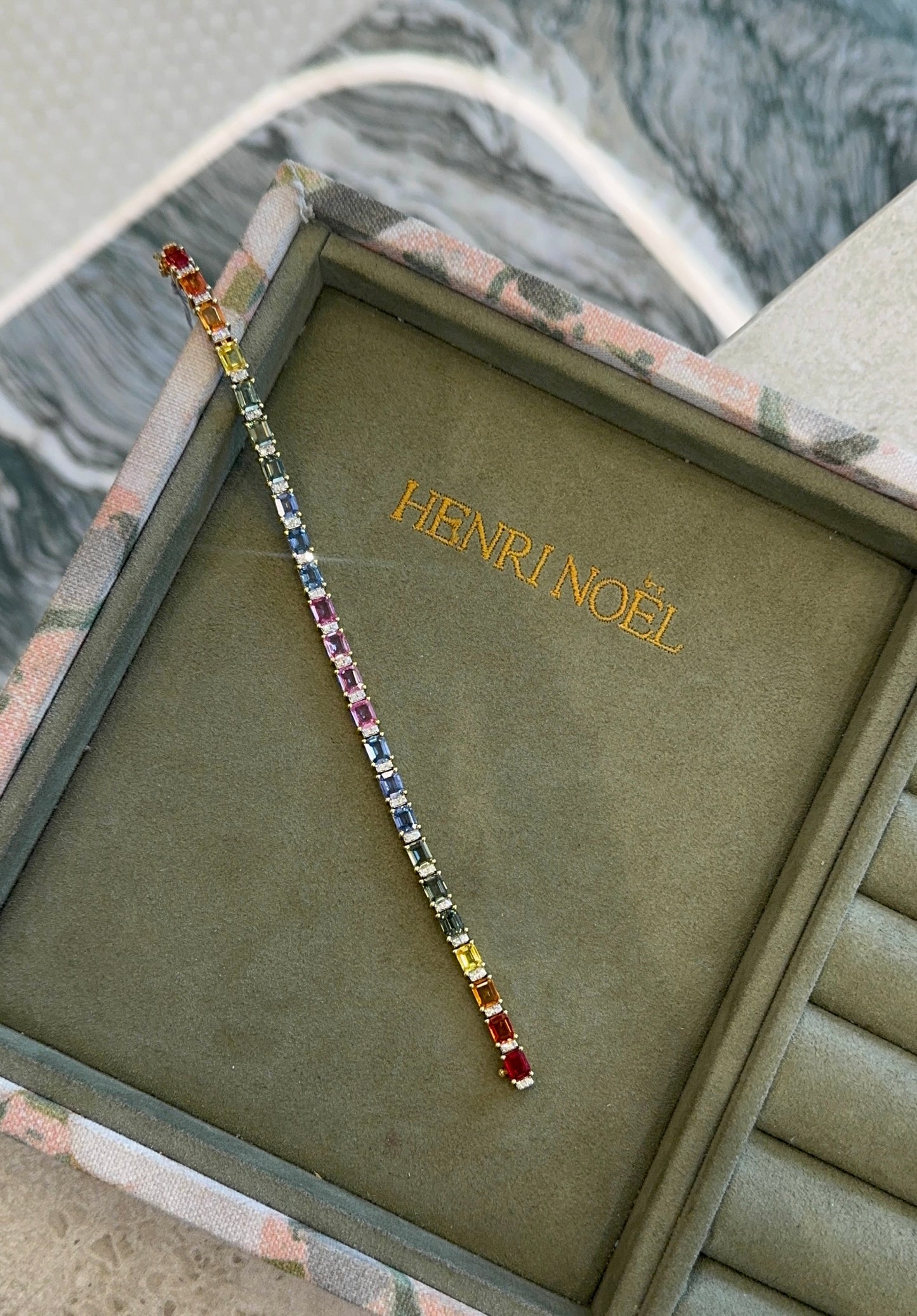Rainbow Sapphire and Diamond Tennis Bracelet – Henri Noël