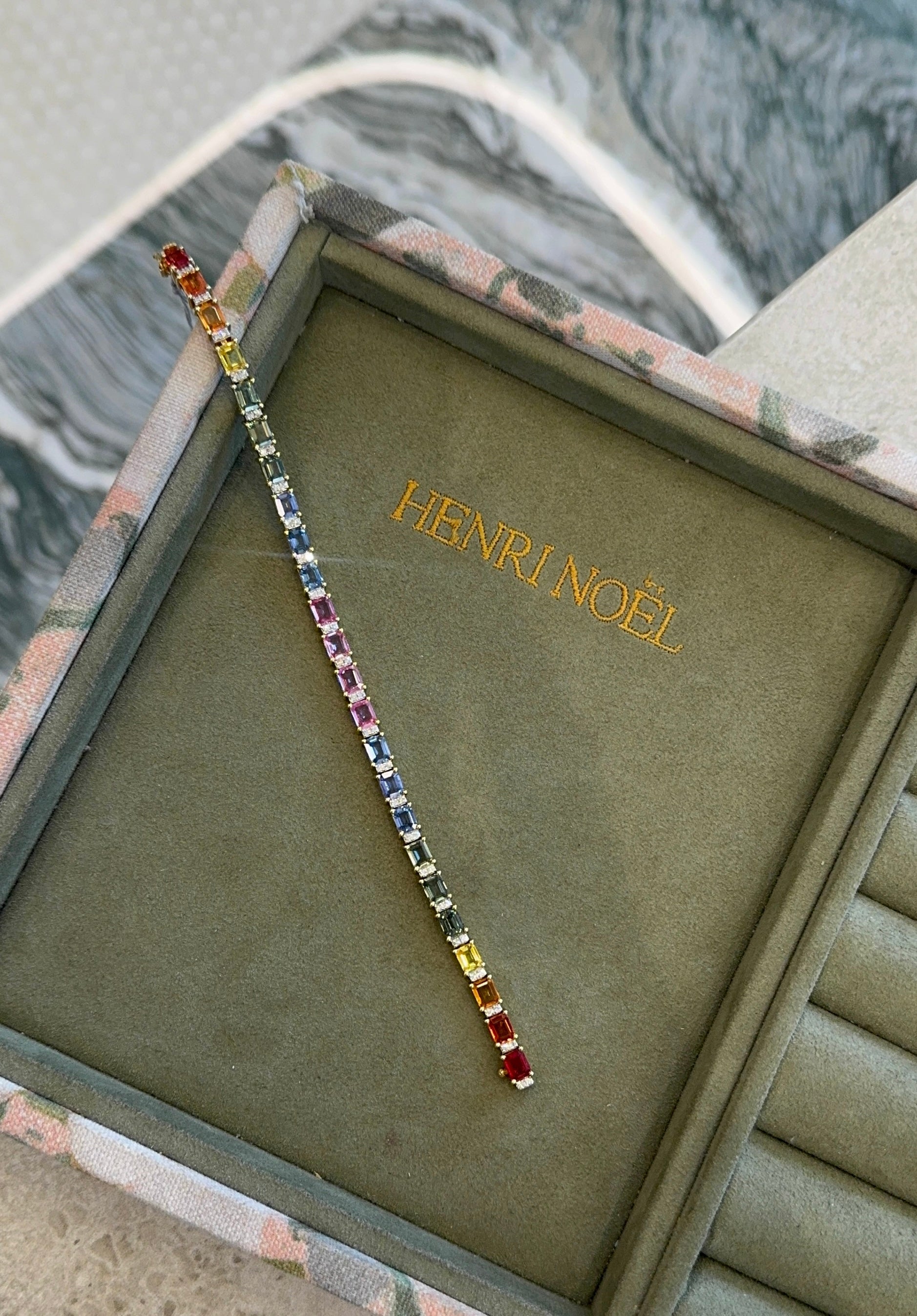 Rainbow Sapphire and Diamond Tennis Bracelet – Henri Noël