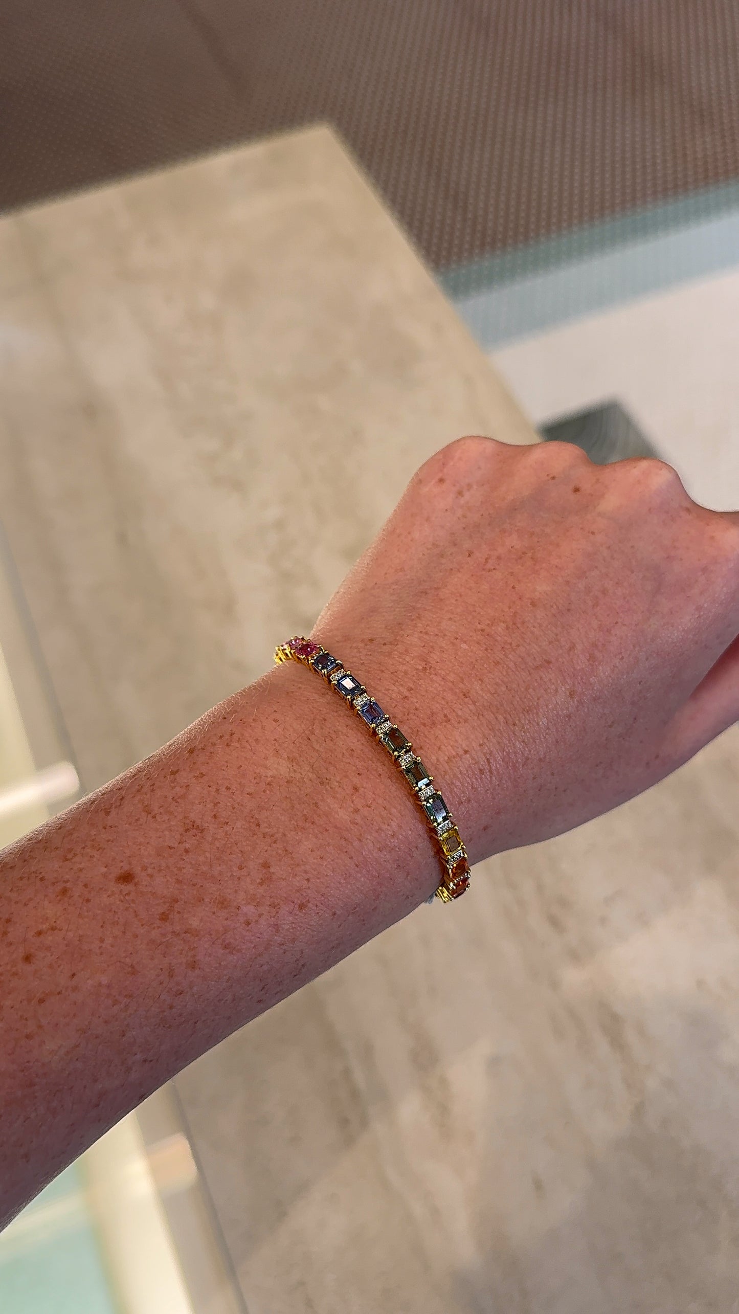 Rainbow Sapphire and Diamond Tennis Bracelet – Henri Noël