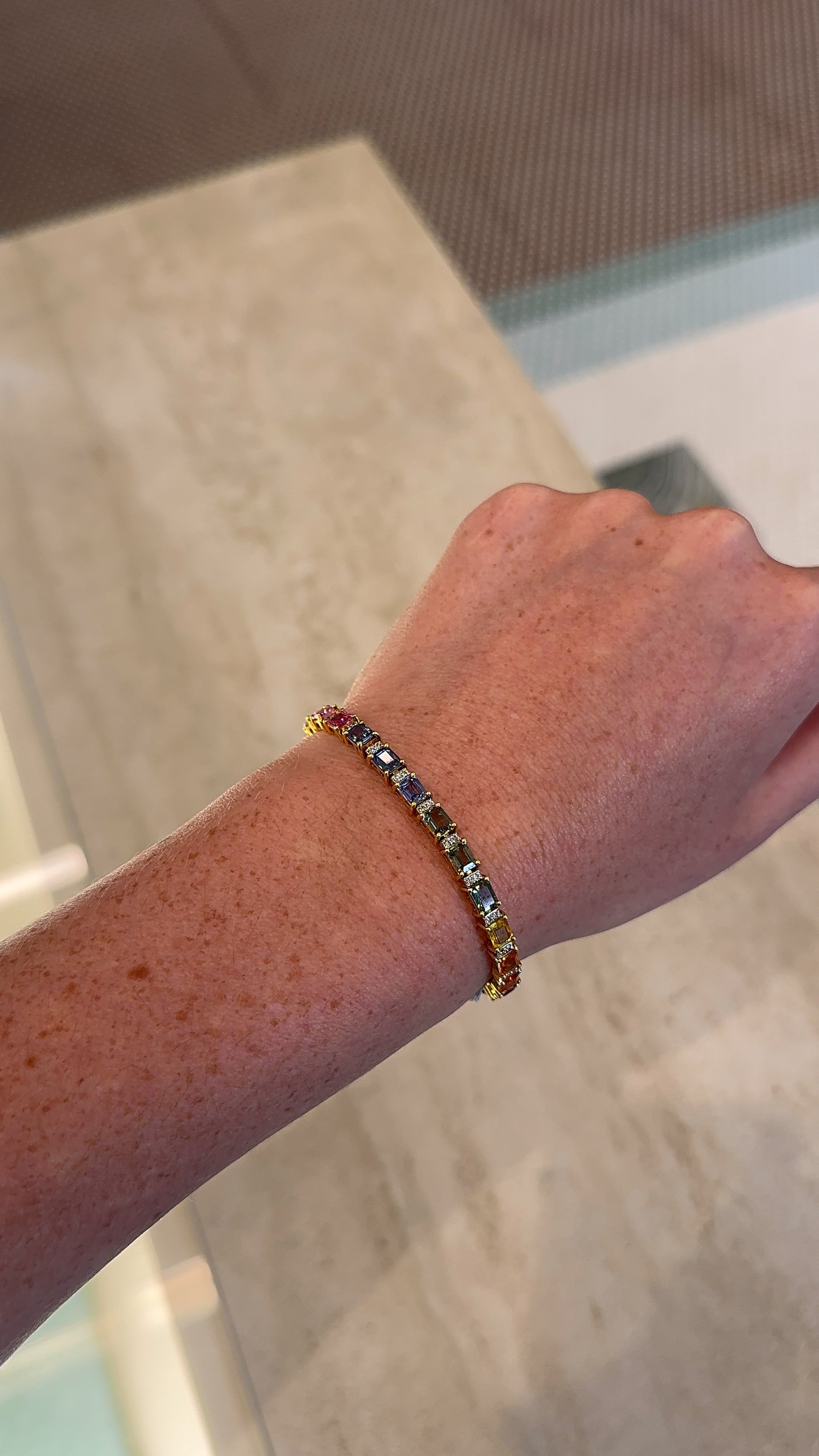 Rainbow Sapphire and Diamond Tennis Bracelet – Henri Noël