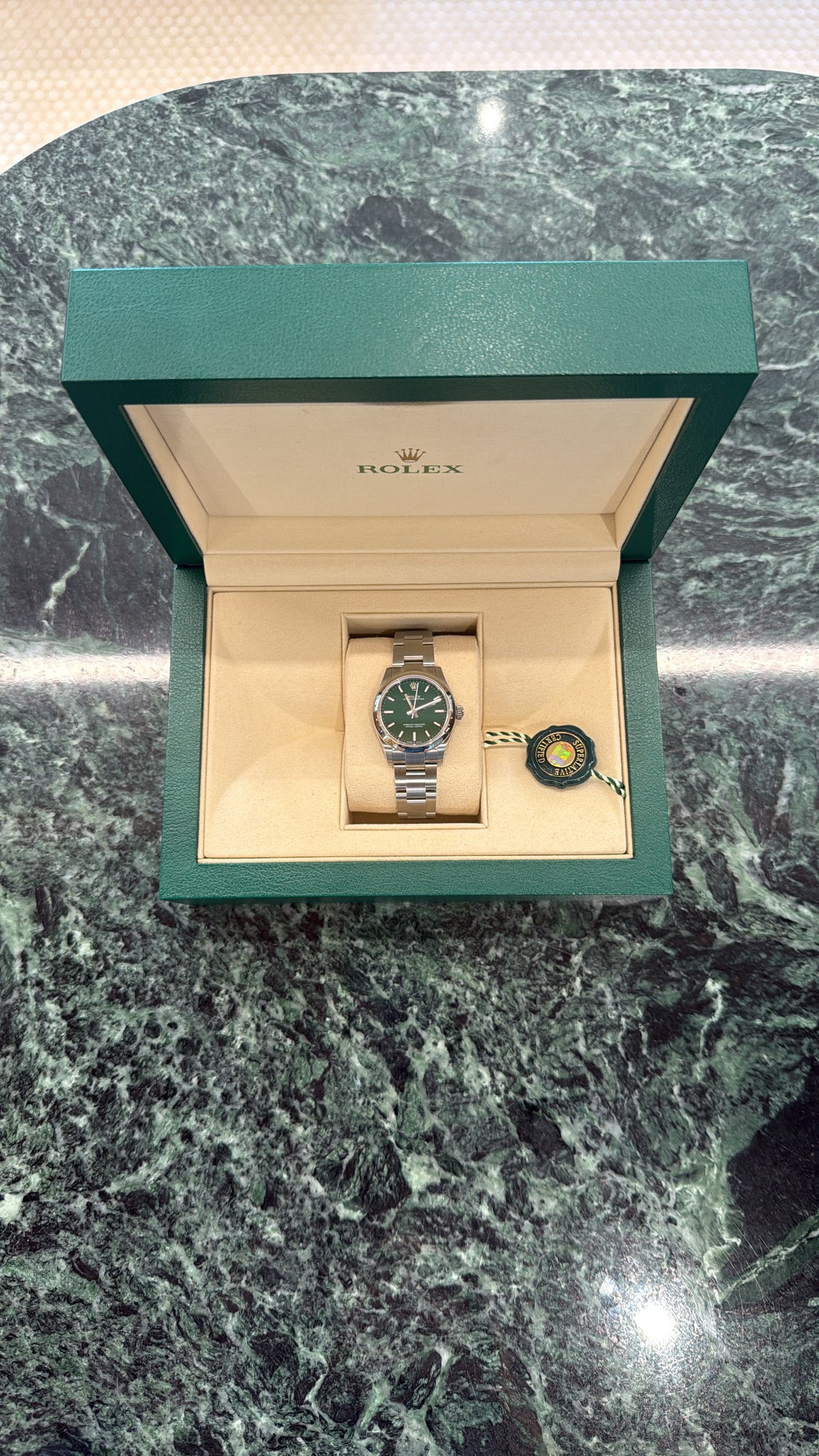 Green Dial Oyster Perpetual Rolex – Henri Noël