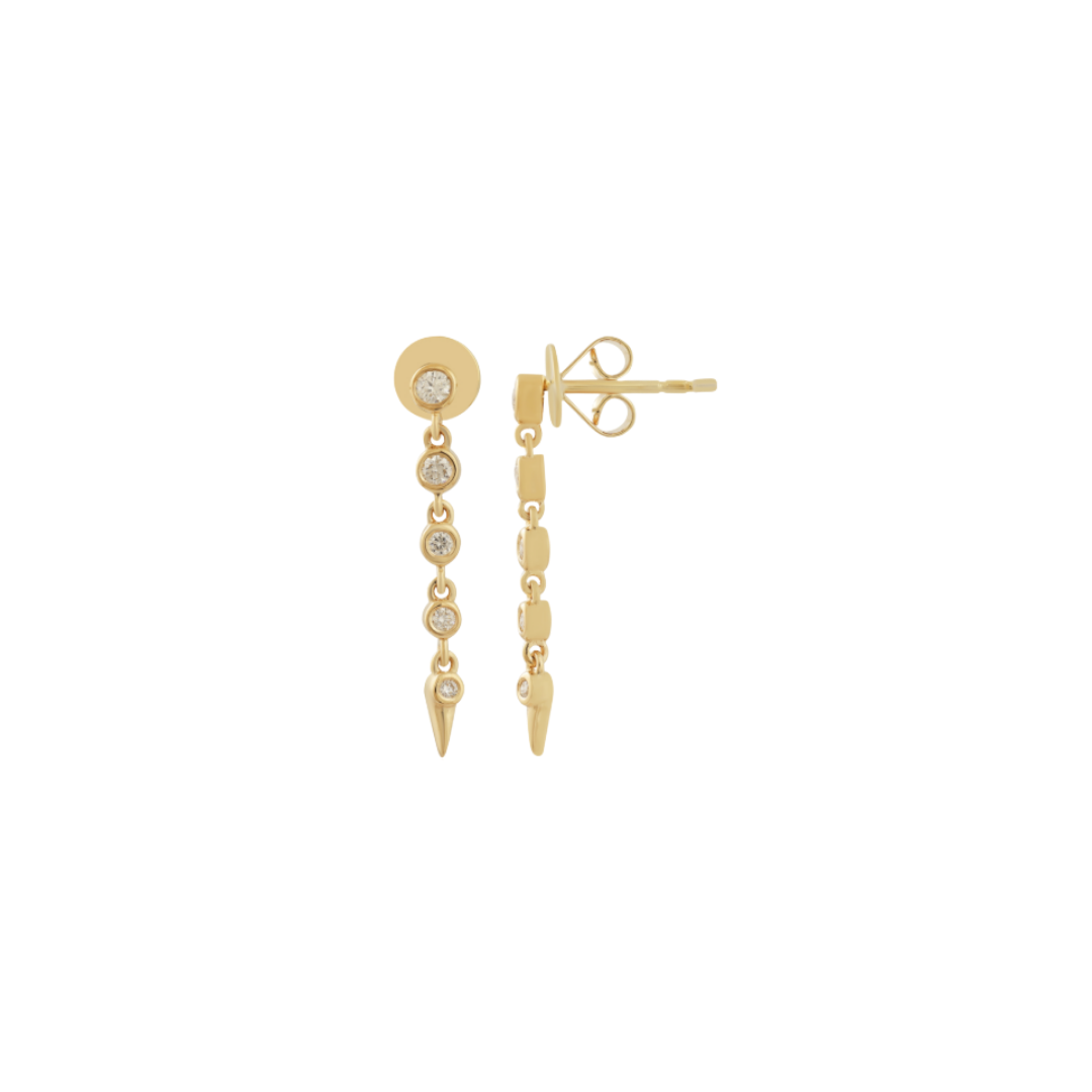 Round Diamond Bezel Drop Earrings