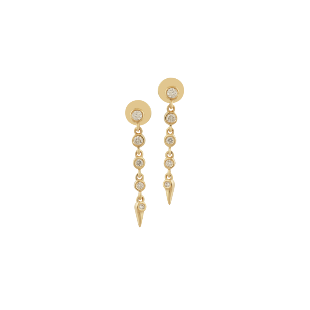 Round Diamond Bezel Drop Earrings