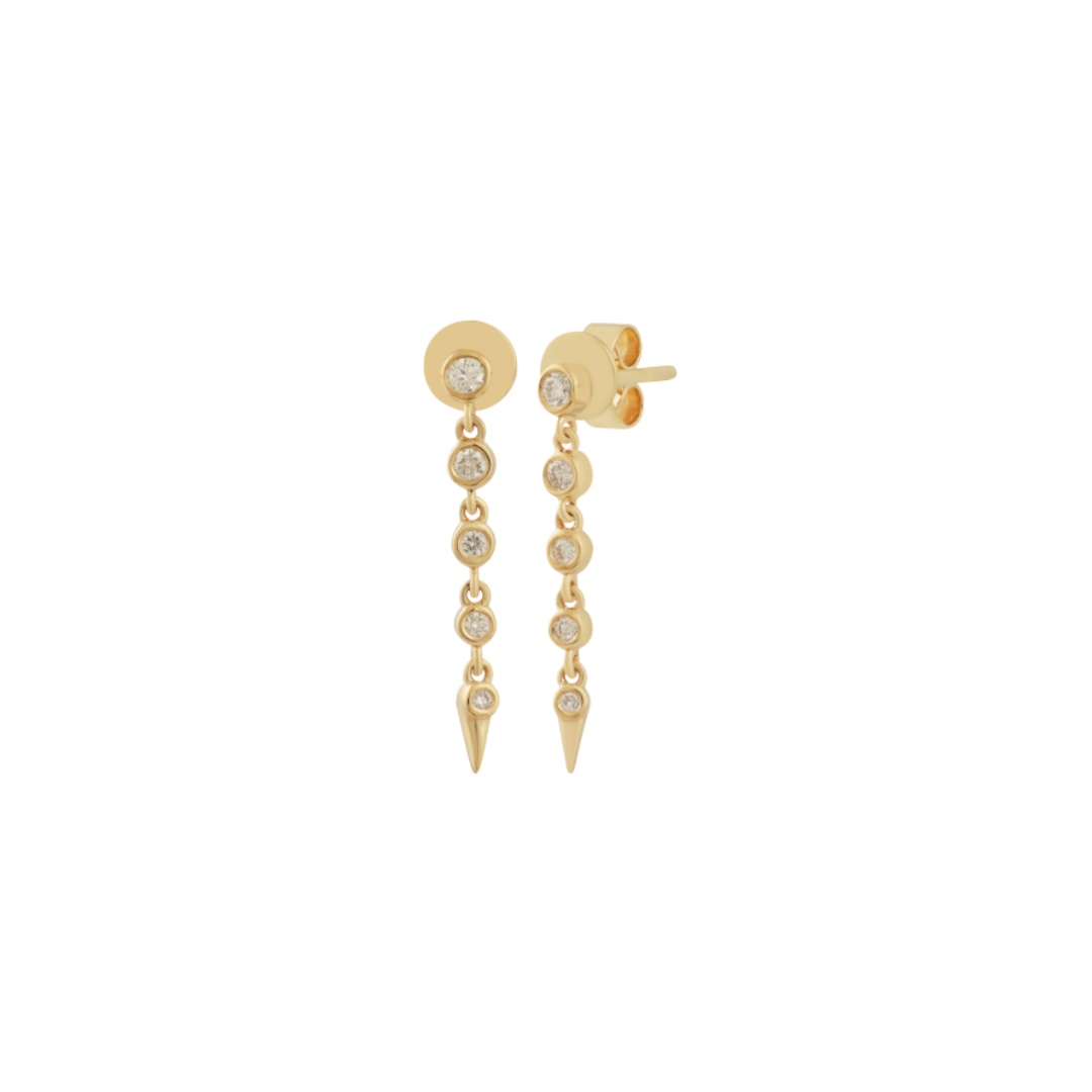 Round Diamond Bezel Drop Earrings
