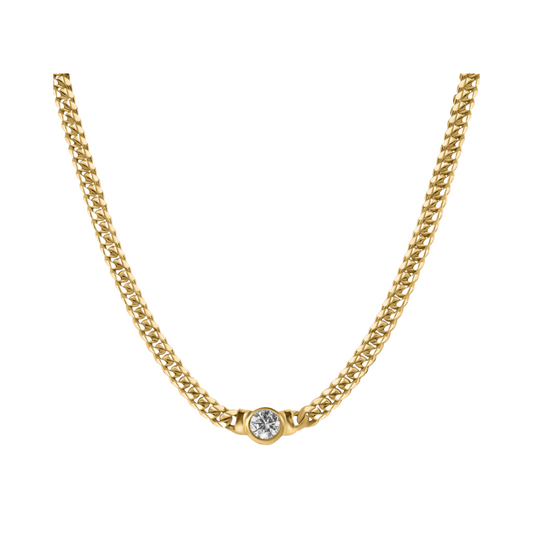 Round Bezel Chain Link Necklace – Henri Noël