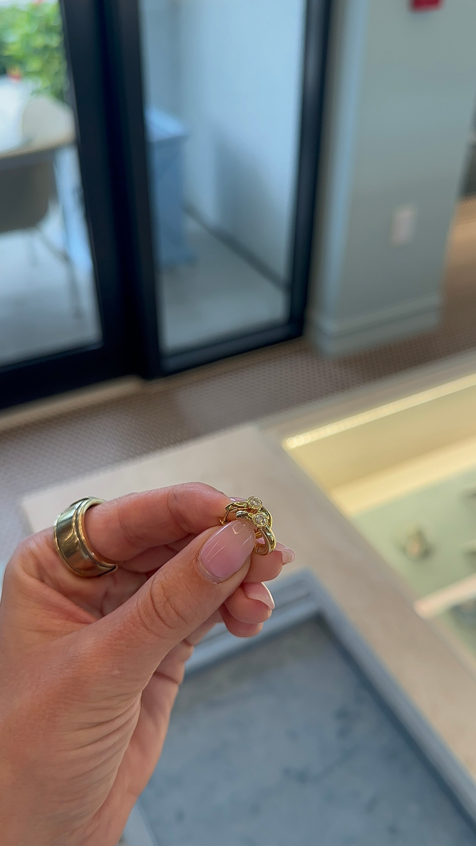 Round Diamond Bezel Huggies – Henri Noël