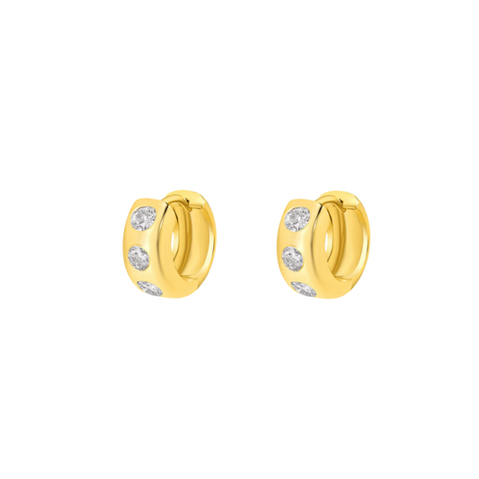 Round Diamond Flush Set Huggies – Henri Noël