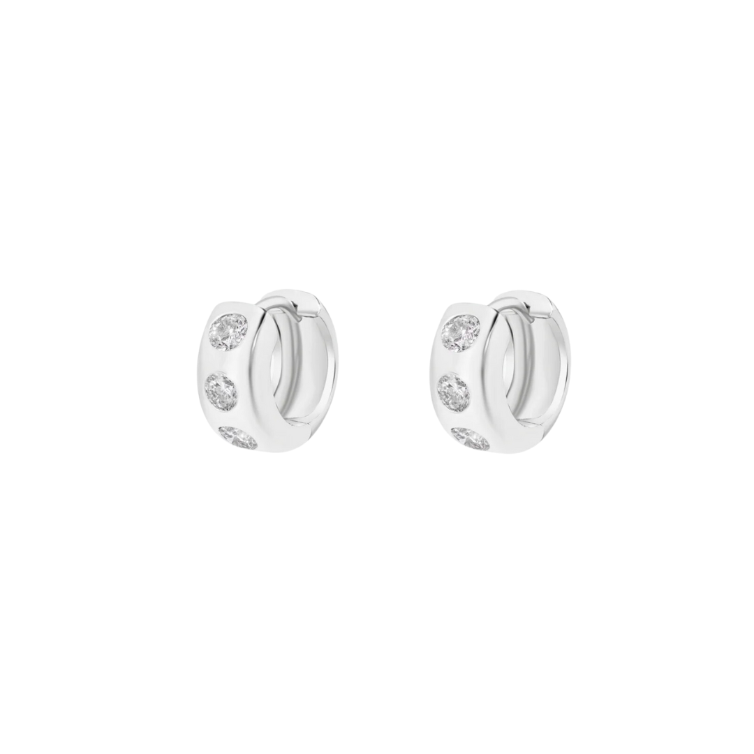 Round Diamond Flush Set Huggies – Henri Noël