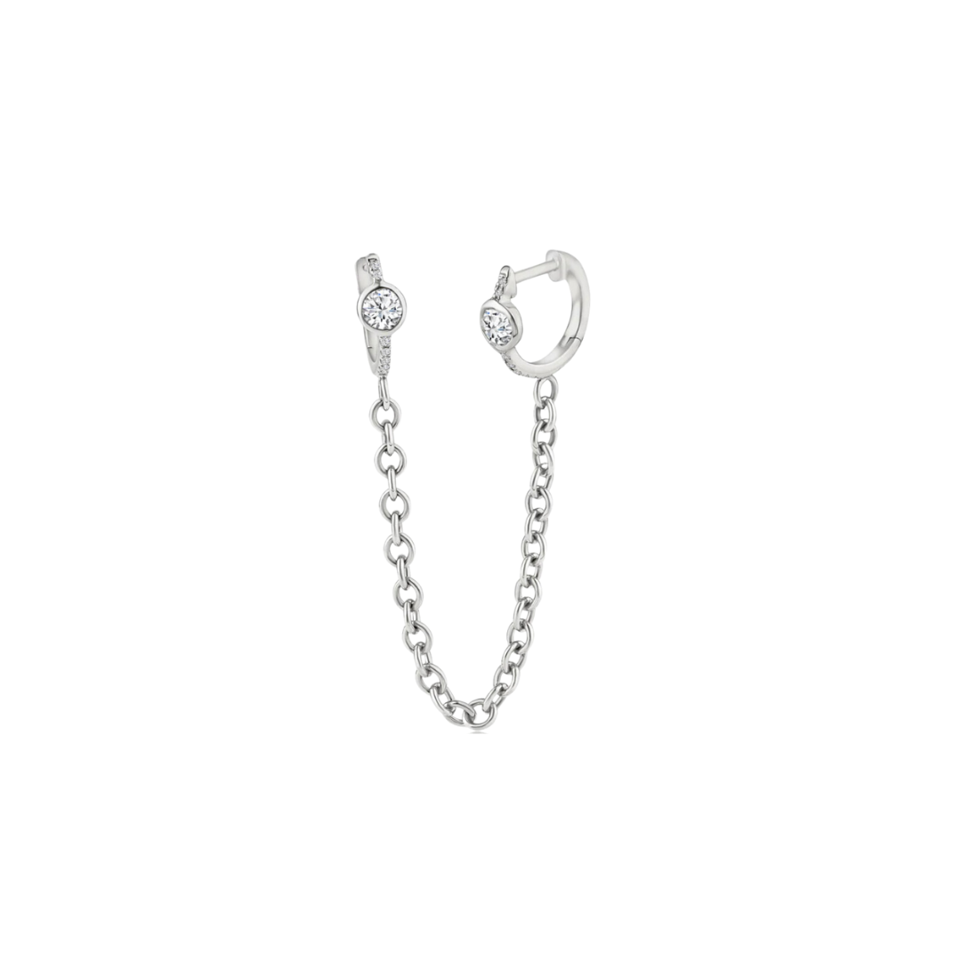 Round Diamond Huggie Chain Drops – Henri Noël