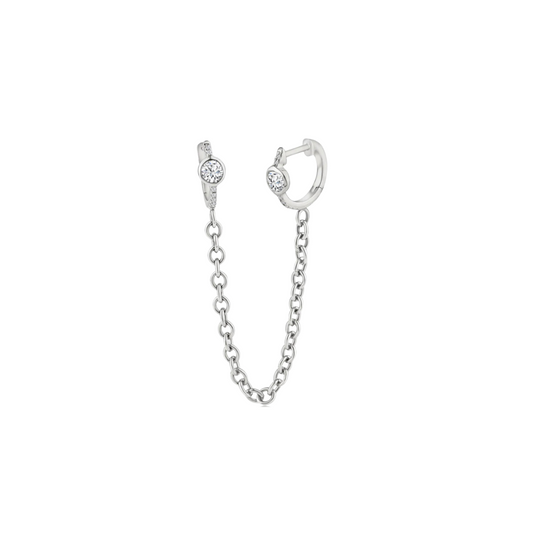 Round Diamond Huggie Chain Drops – Henri Noël