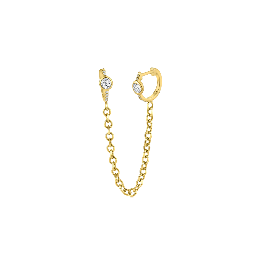 Round Diamond Huggie Chain Drops – Henri Noël