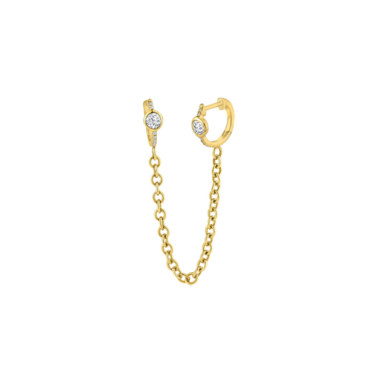 Round Diamond Huggie Chain Drops – Henri Noël