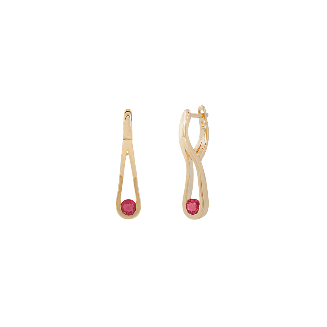 Ruby and Gold Drop Hoops – Henri Noël