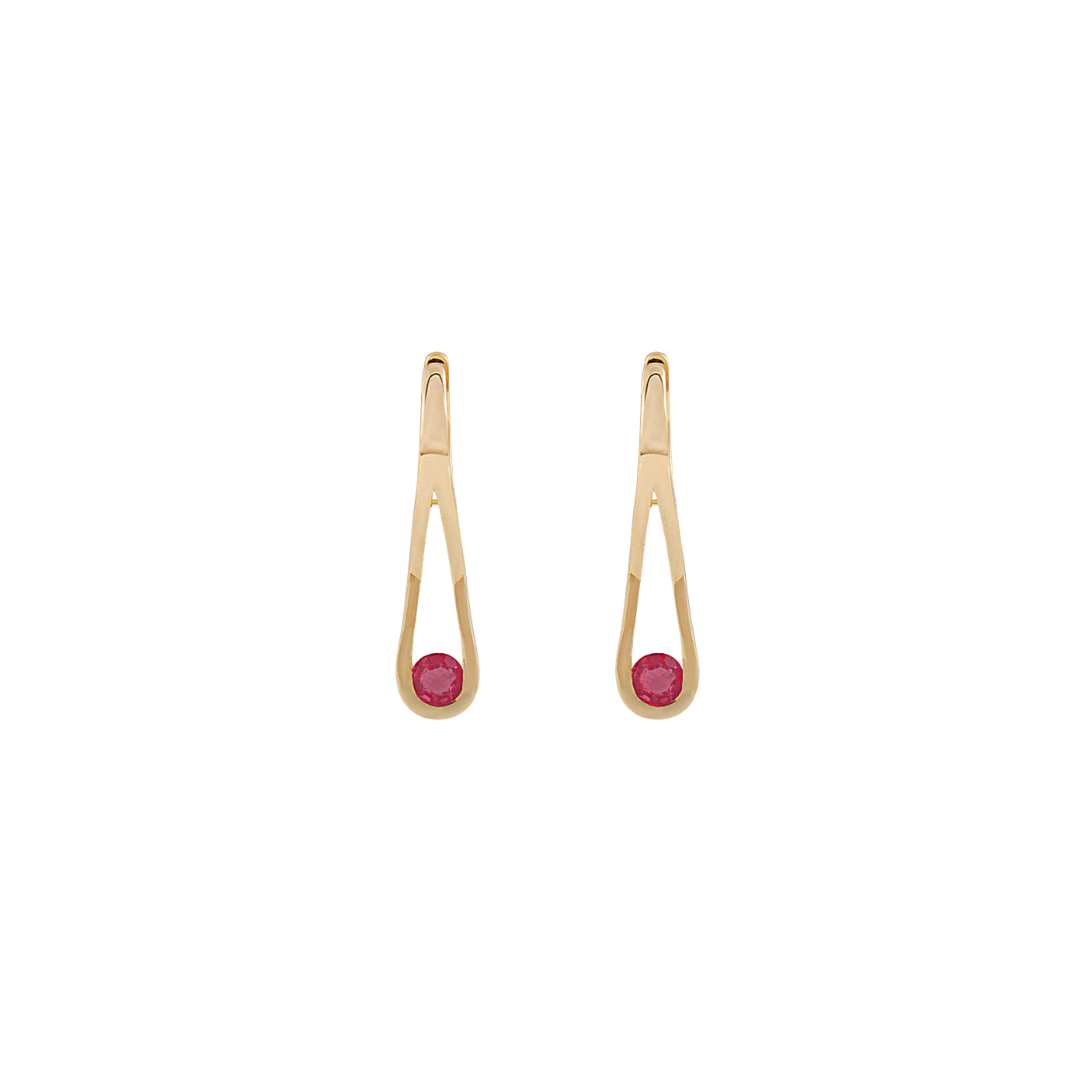 Ruby and Gold Drop Hoops – Henri Noël