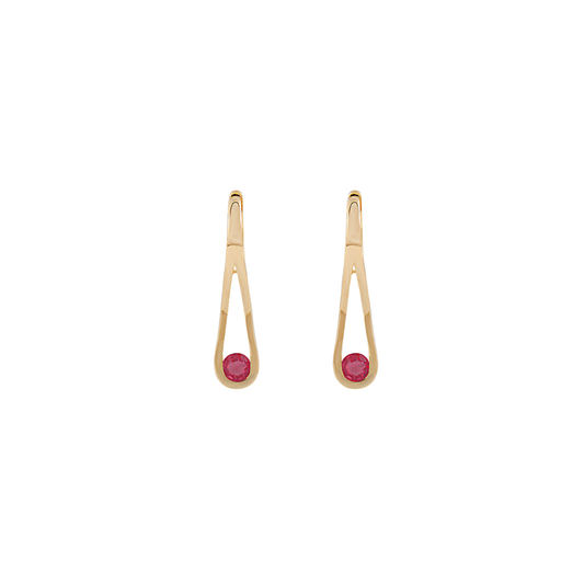 Ruby and Gold Drop Hoops