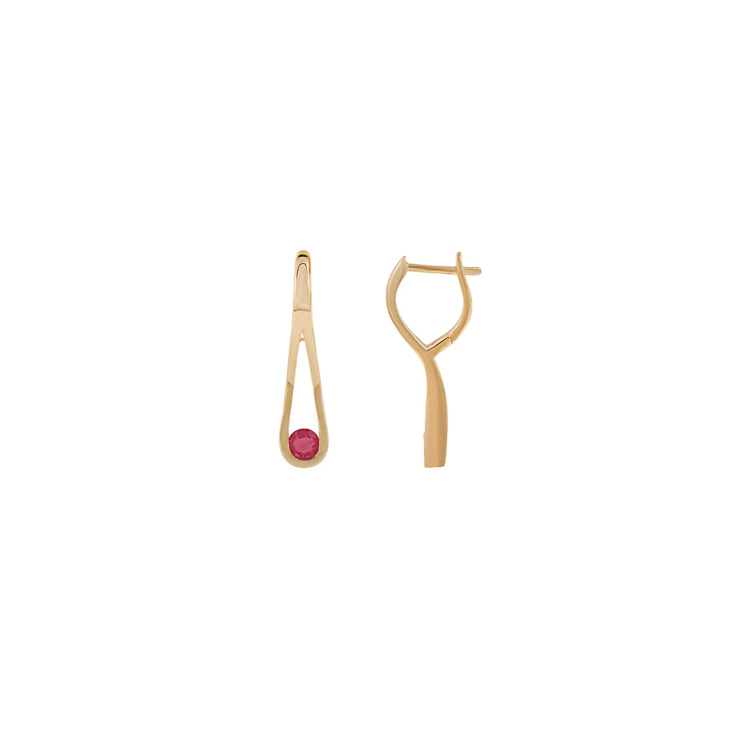 Ruby and Gold Drop Hoops – Henri Noël