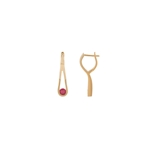 Ruby and Gold Drop Hoops