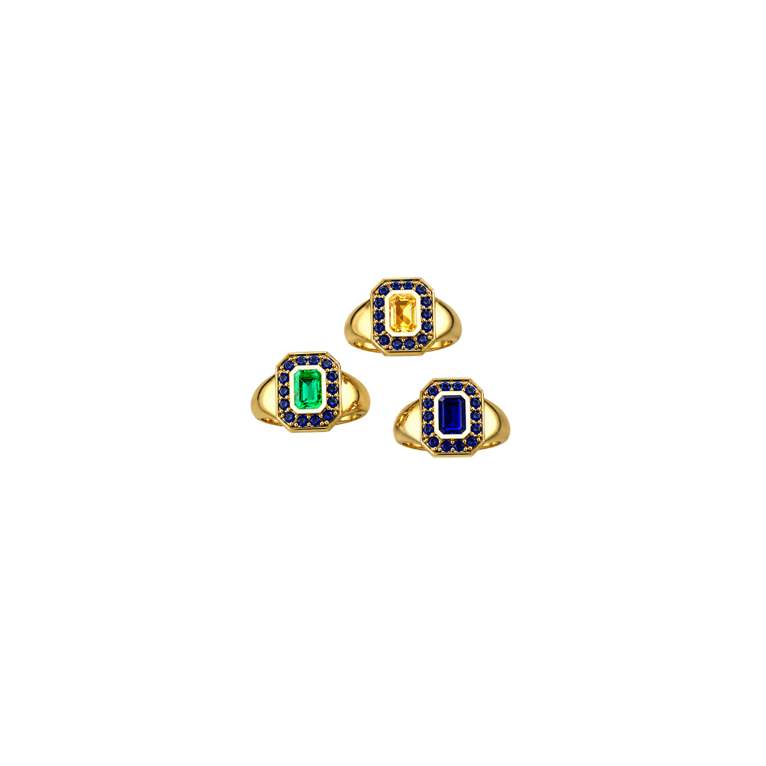 Yellow & Blue Sapphire Pinky Ring – Henri Noël