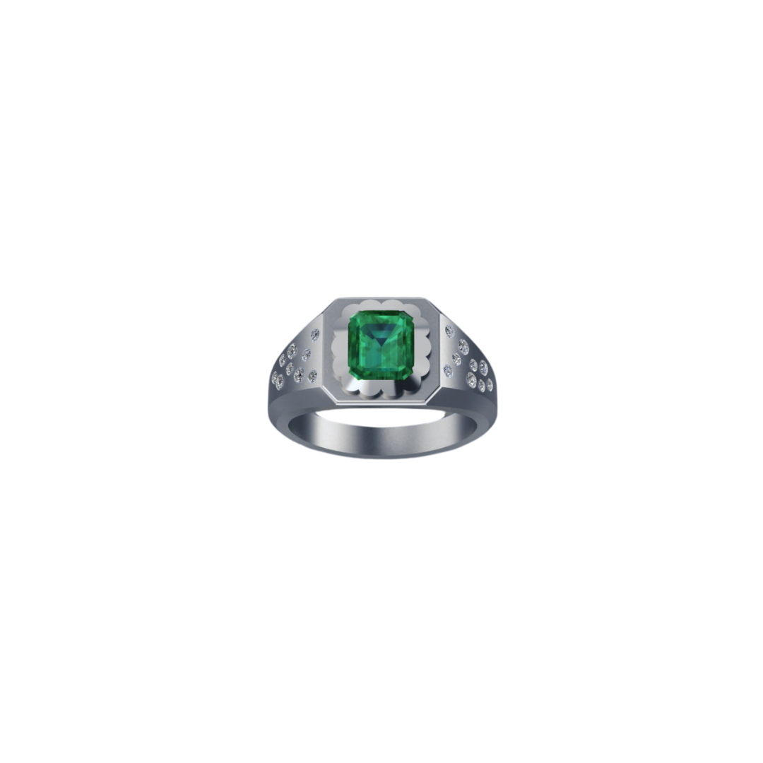 Scalloped Emerald Signet Ring – Henri Noël