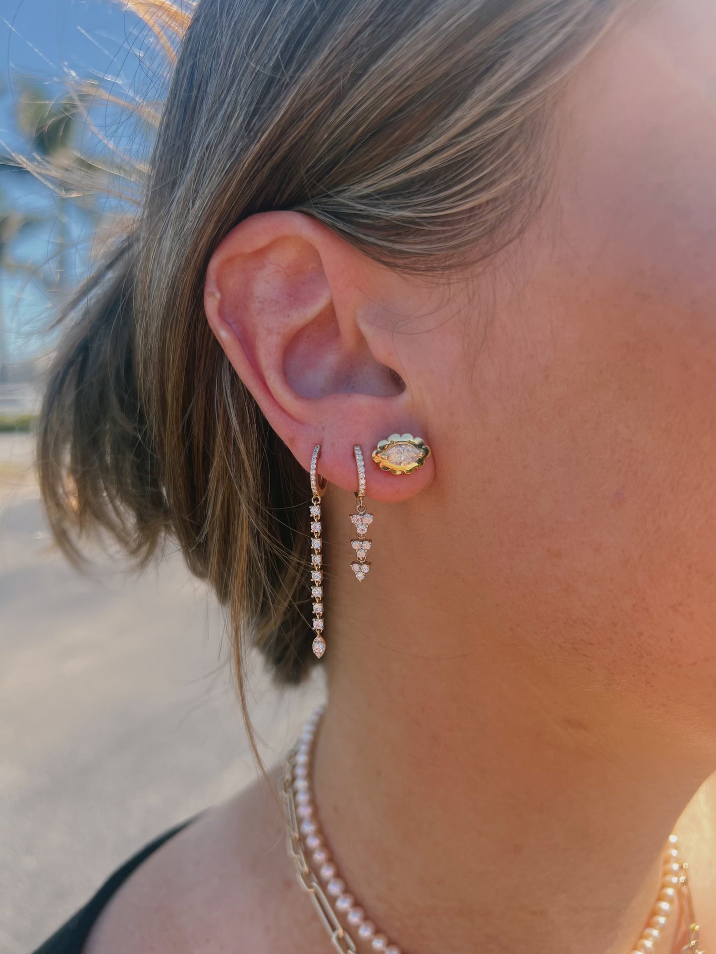 Scalloped Marquise Diamond Studs – Henri Noël