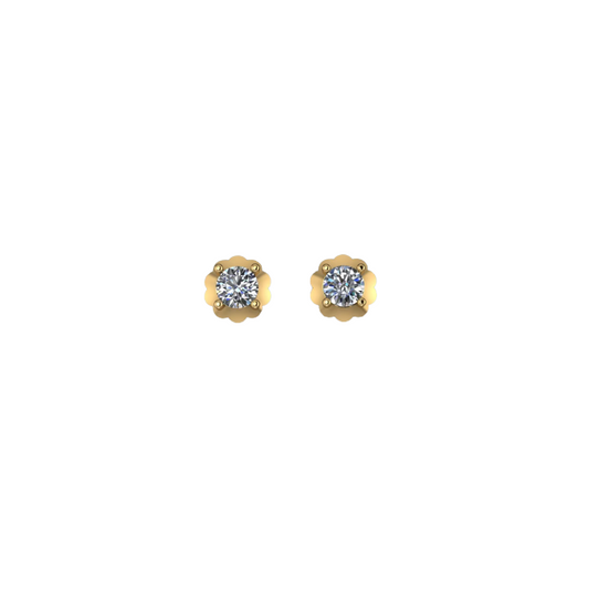 Scalloped Round Diamond Studs – Henri Noël
