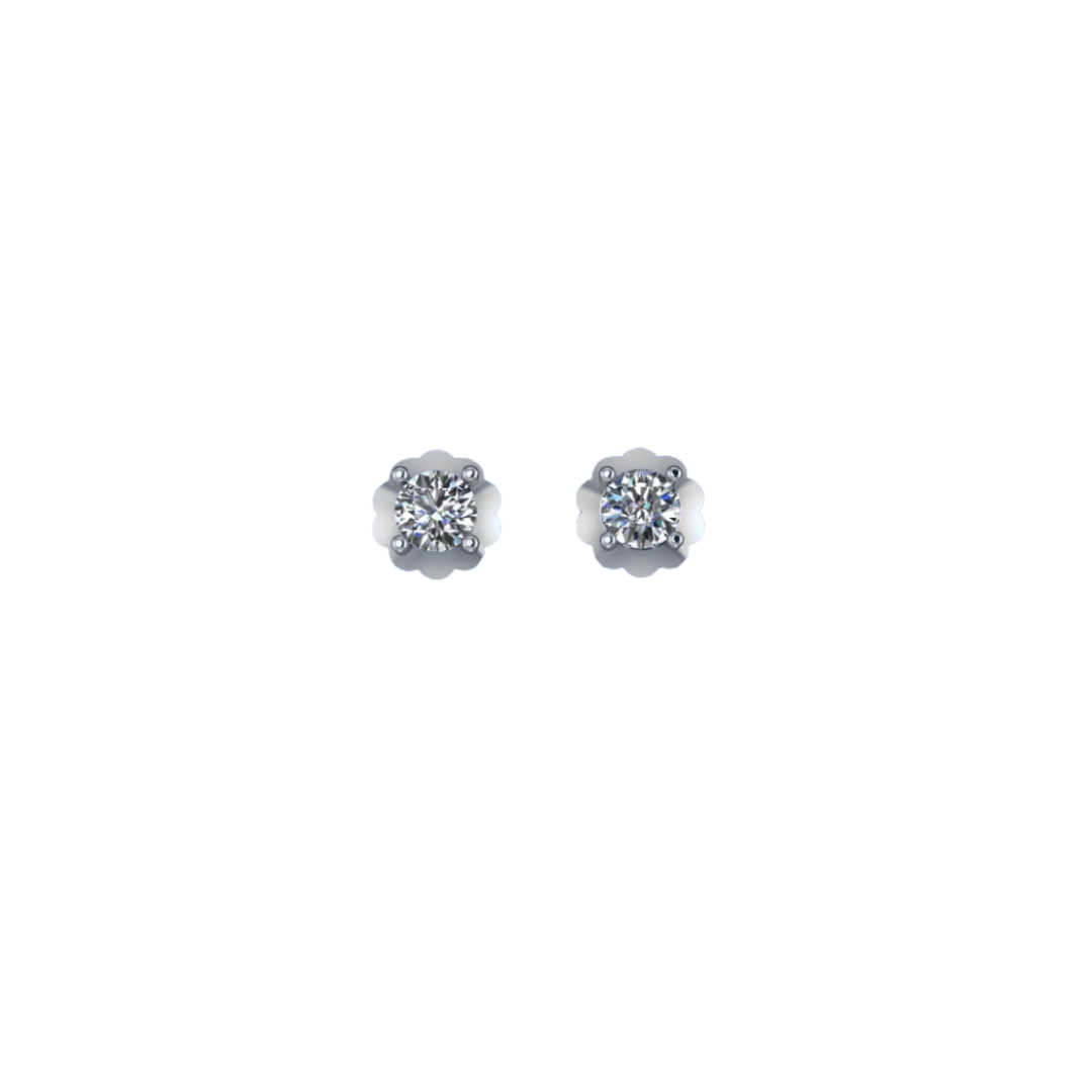 Scalloped Round Diamond Studs – Henri Noël