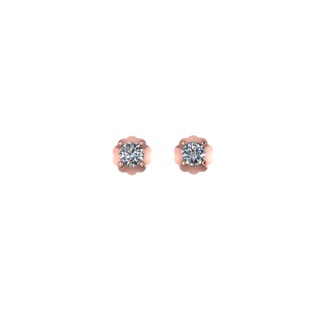 Scalloped Round Diamond Studs – Henri Noël