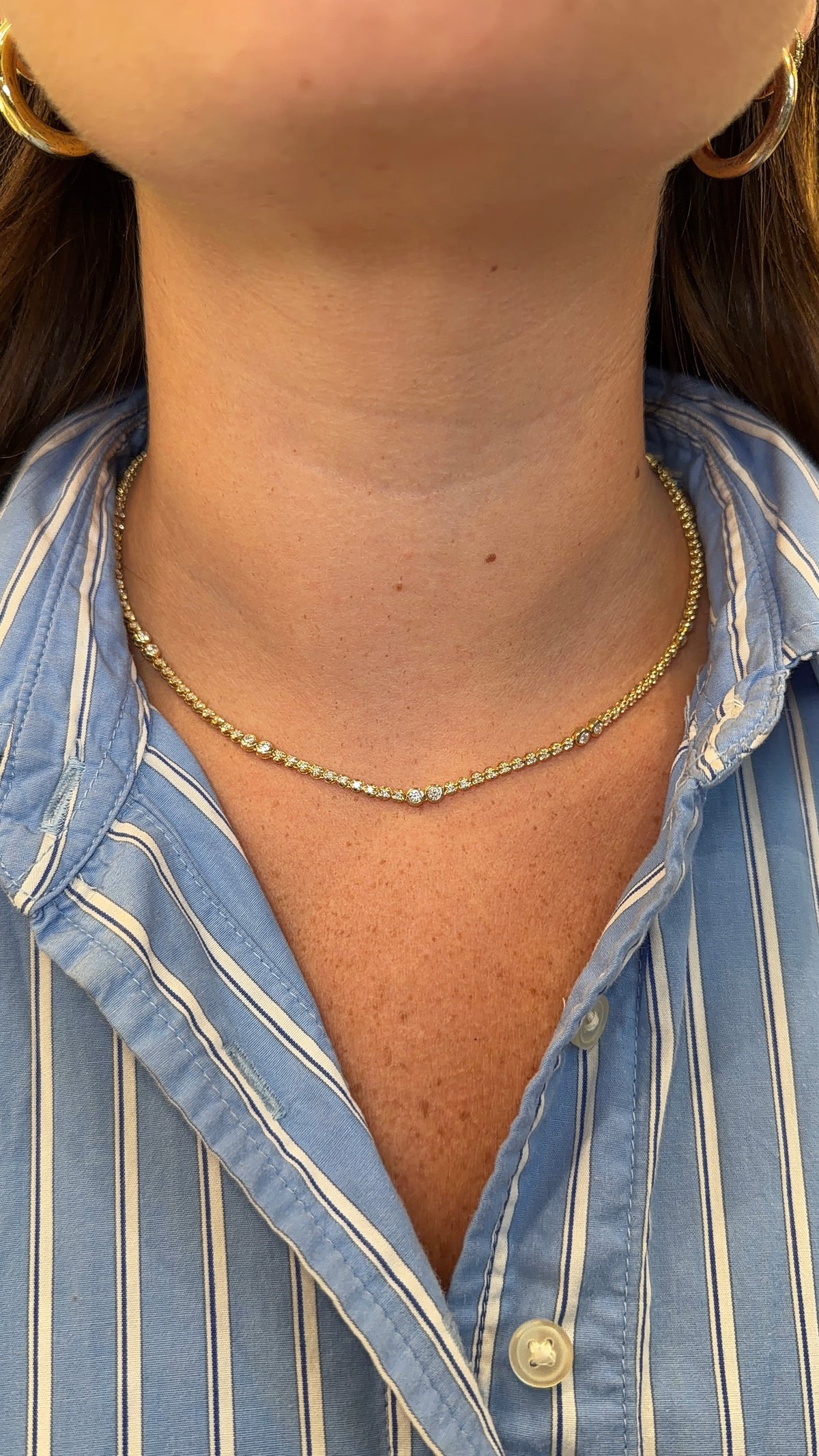 Scattered Bezel Diamond Tennis Necklace – Henri Noël