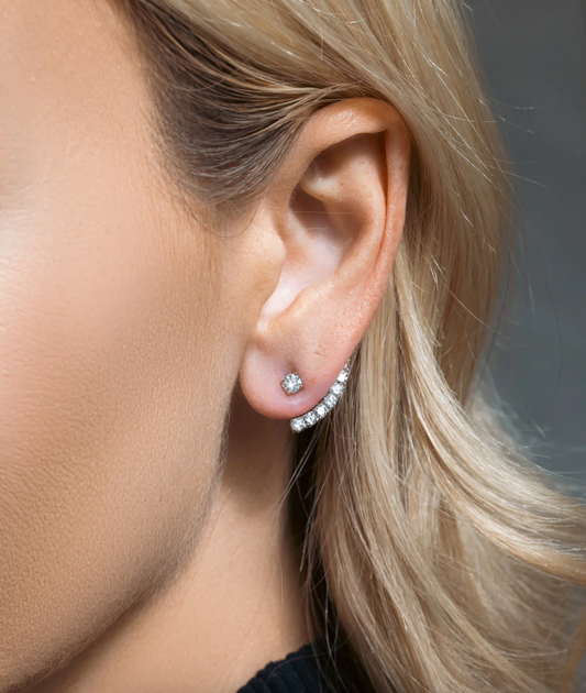 Diamond Stud and Curved Climber Earrings