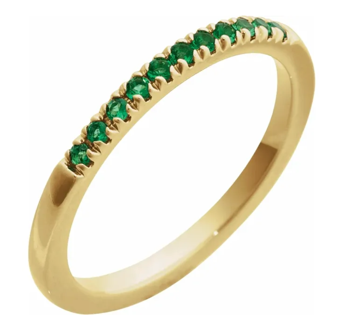 Half Pavé Birthstone Ring - Yellow Gold