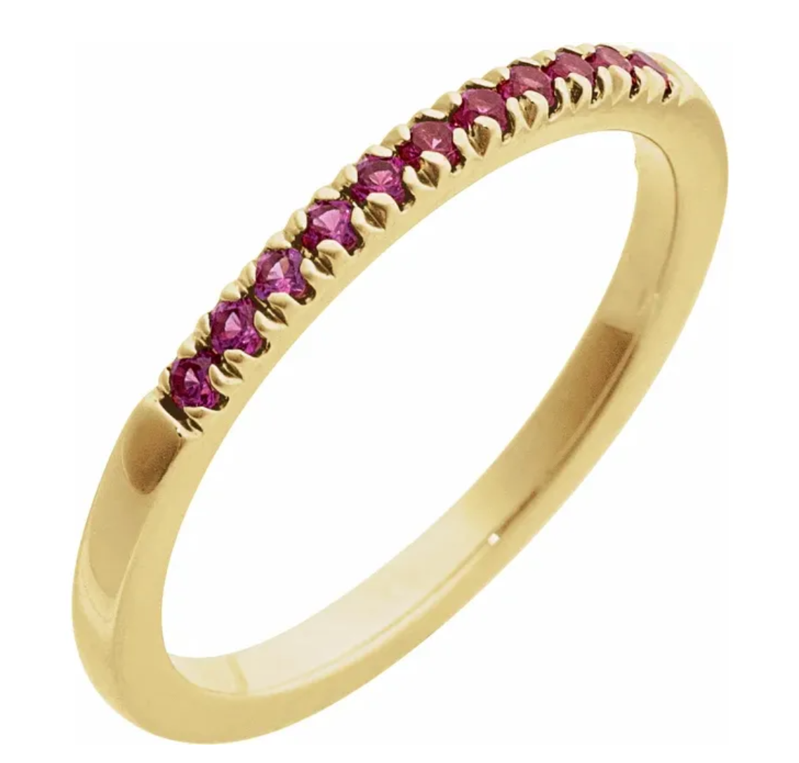 Half Pavé Birthstone Ring - Yellow Gold