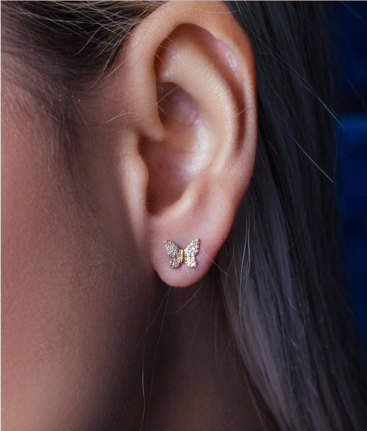 14K Diamond Butterfly Studs