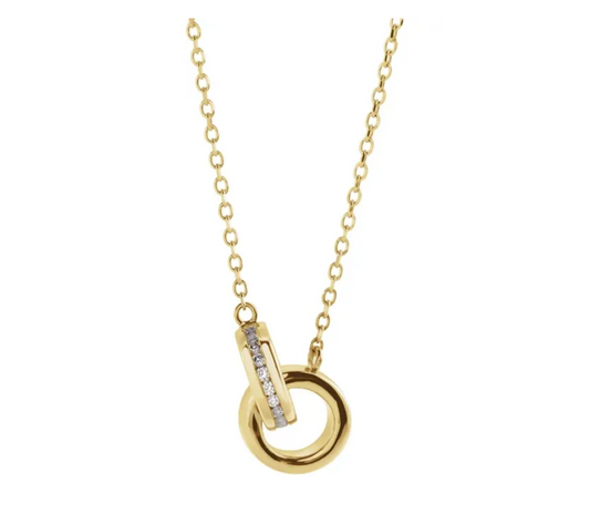 14K Diamond Interlocking Circle Necklace