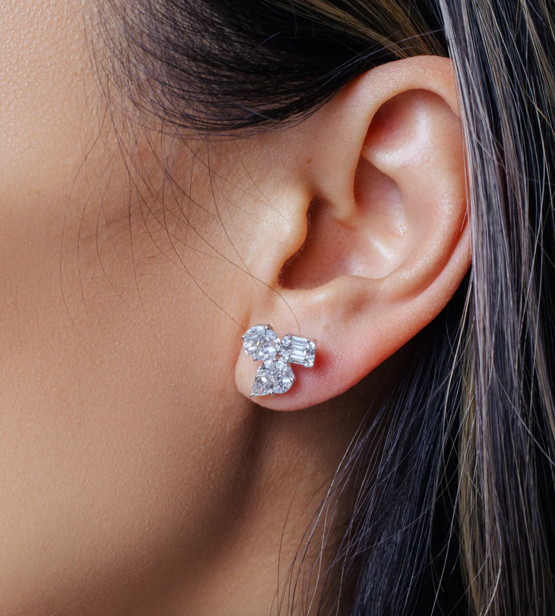 Illusion Triple Diamond Studs