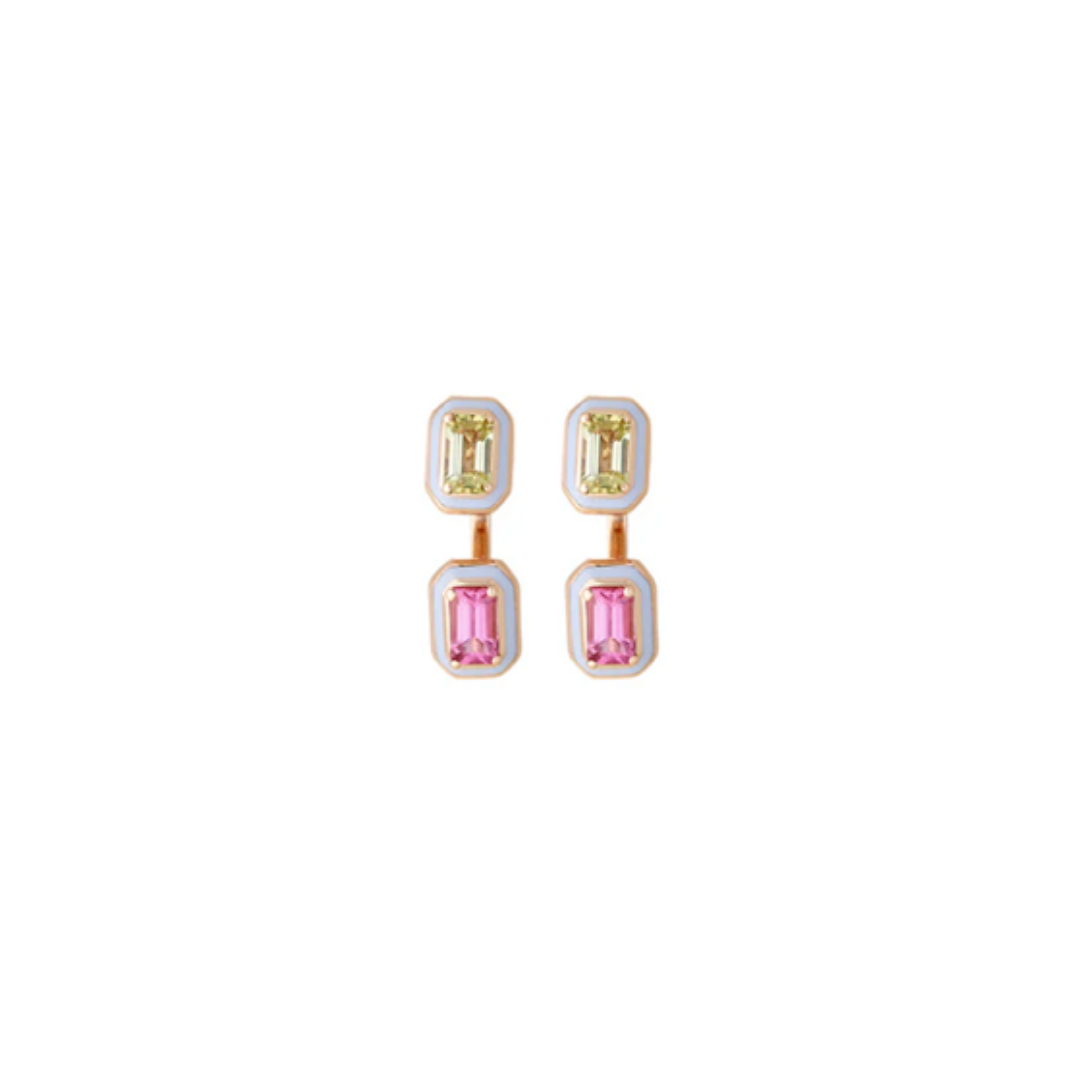 Selim Mouzannar - Mina Green and Pink Tourmaline Earrings – Henri Noël
