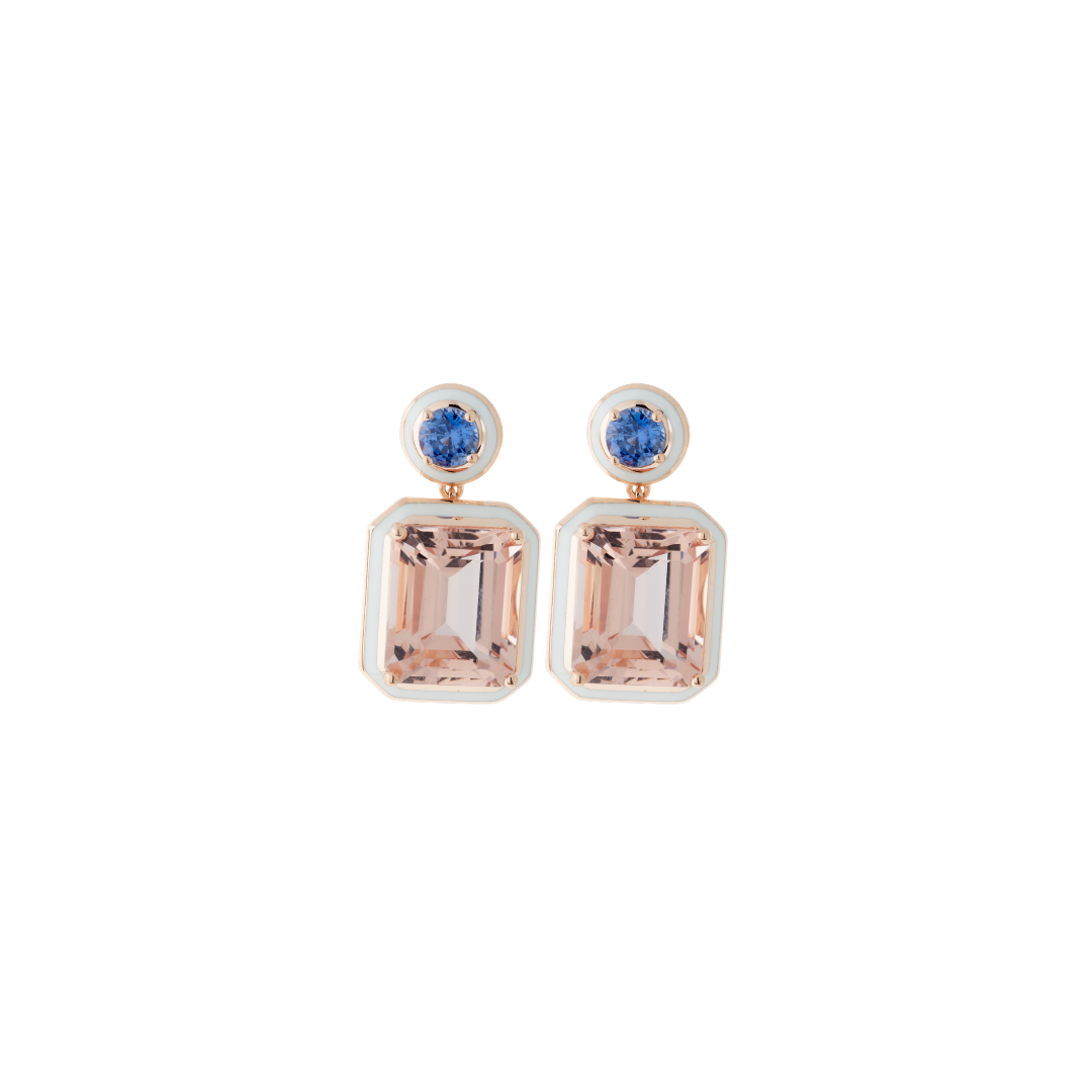 Selim Mouzannar - Morganites and Blue Sapphire Mina Earrings – Henri Noël