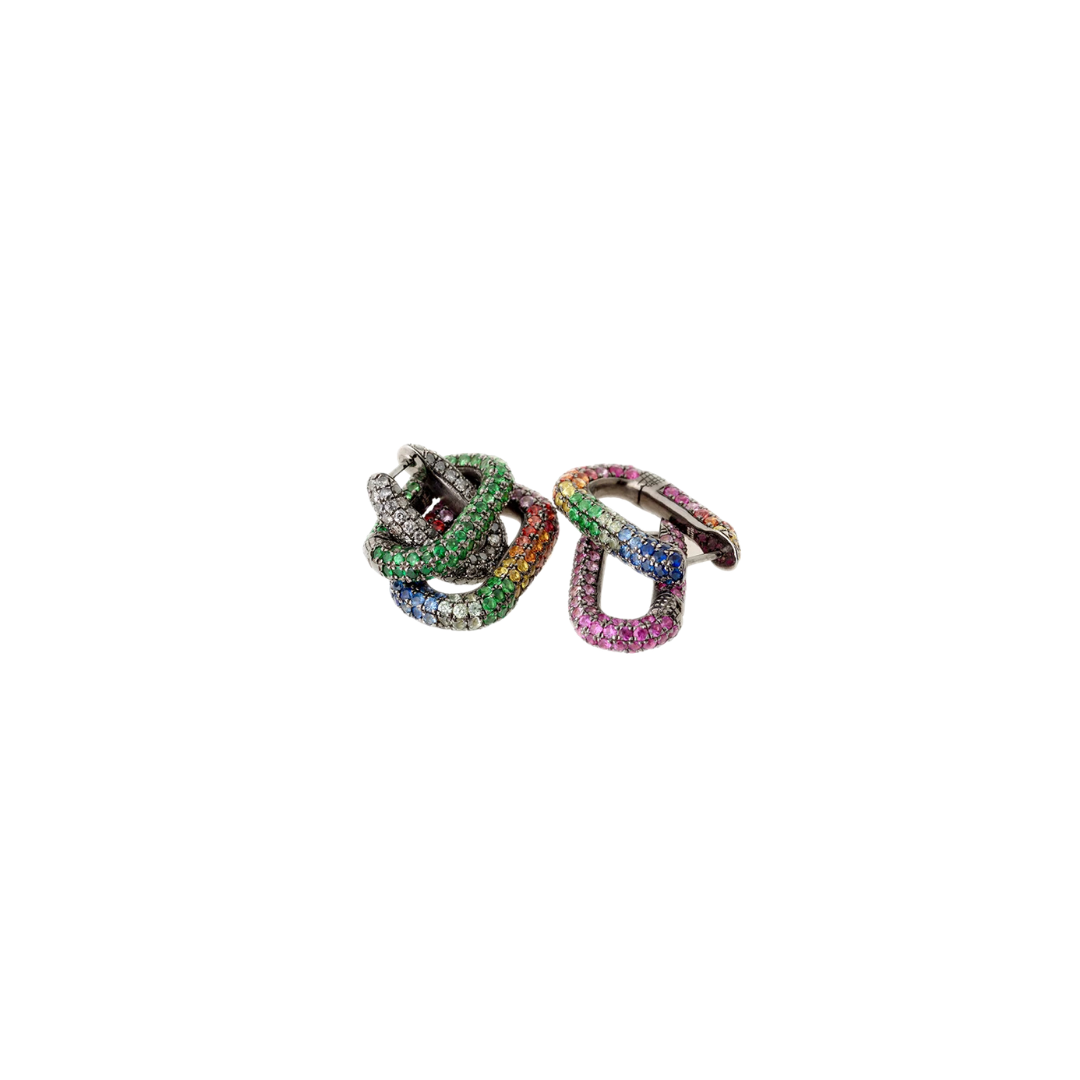 Selim Mouzannar - Link Earrings - Colored Sapphires / Tsavorites