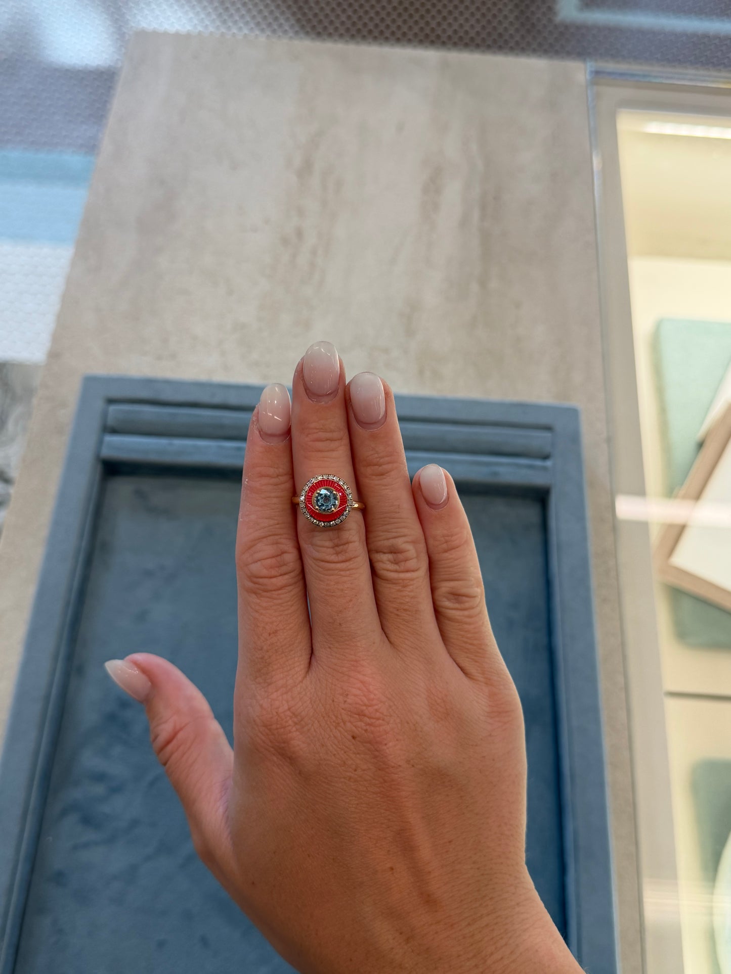 Selim Mouzannar - Mina Red Snapper Ring Aquamarine & Diamond Ring