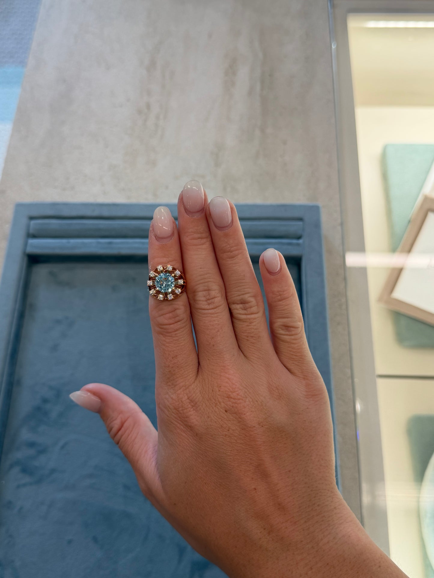 Selim Mouzannar - Unique Pinky Ring Aquamarine & Diamonds