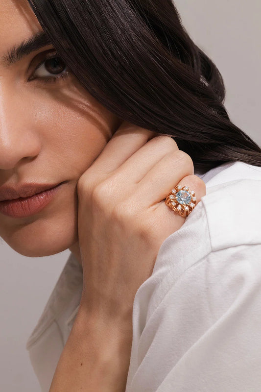 Selim Mouzannar - Unique Pinky Ring Aquamarine & Diamonds – Henri Noël