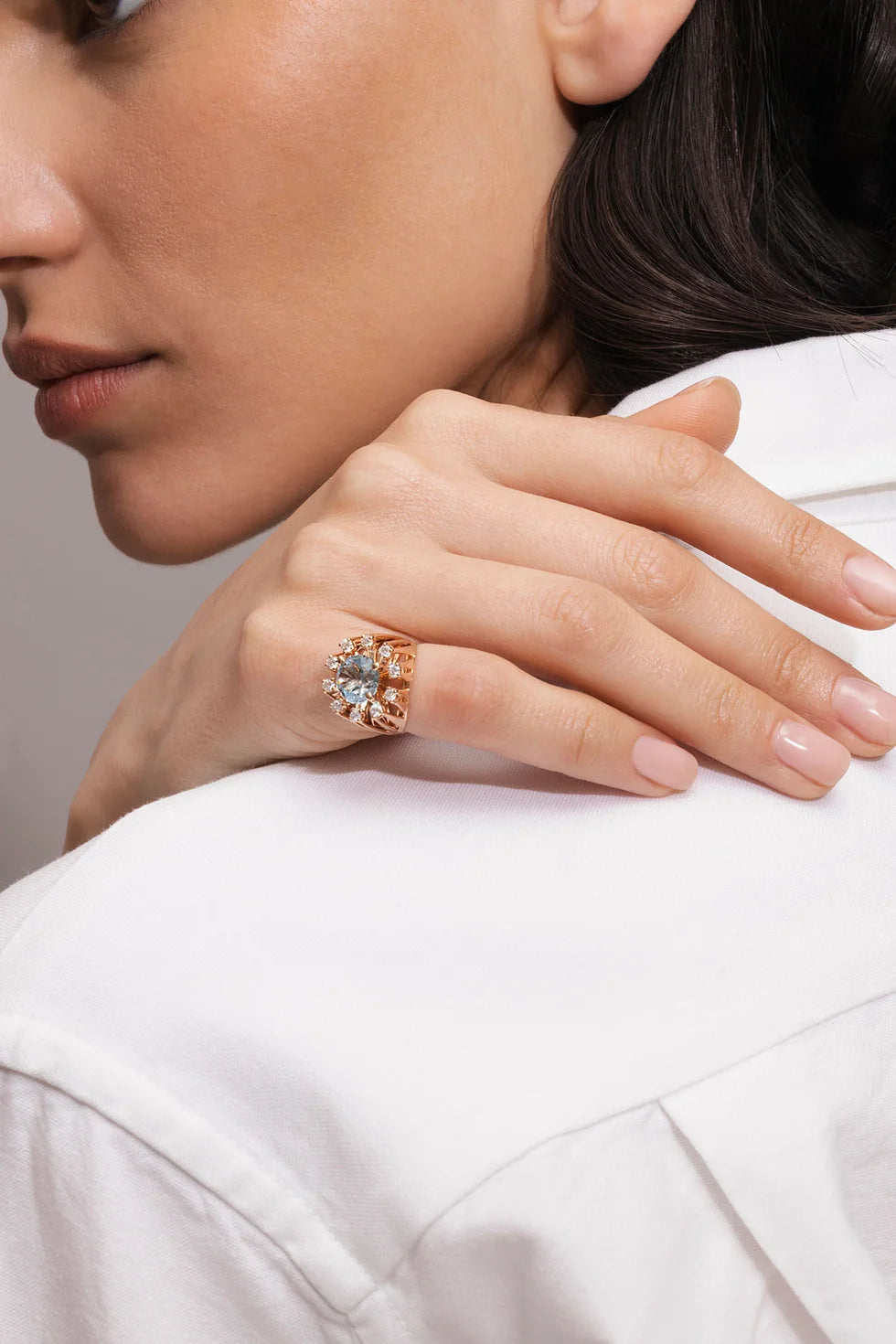 Selim Mouzannar - Unique Pinky Ring Aquamarine & Diamonds – Henri Noël